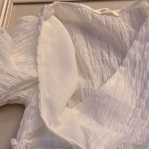 Idem Ditto white gauzy boho V neck with Puffed sleeves S - Picture 12 of 13